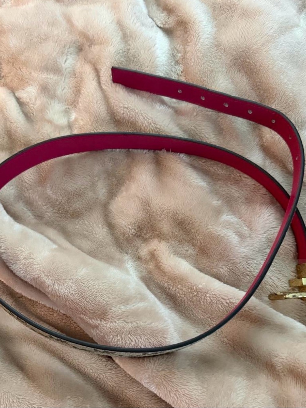 Women's Slim monogram and pink MK Belt with Gold Buckle
